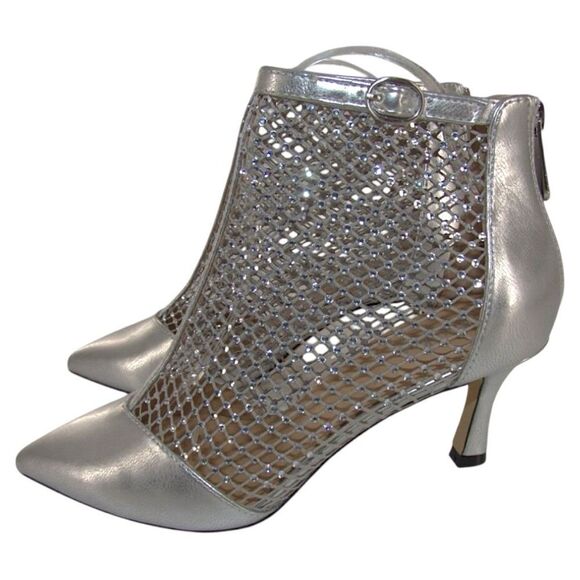 NEW Charles by Charles David Arnie Bling Sliver Mesh Metallic Booties Size 7 - Picture 5 of 9